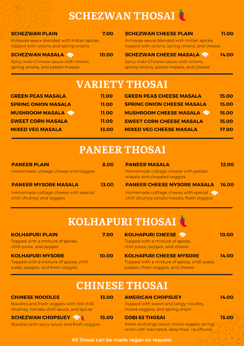 Thosai Cafe Menu - Image 3